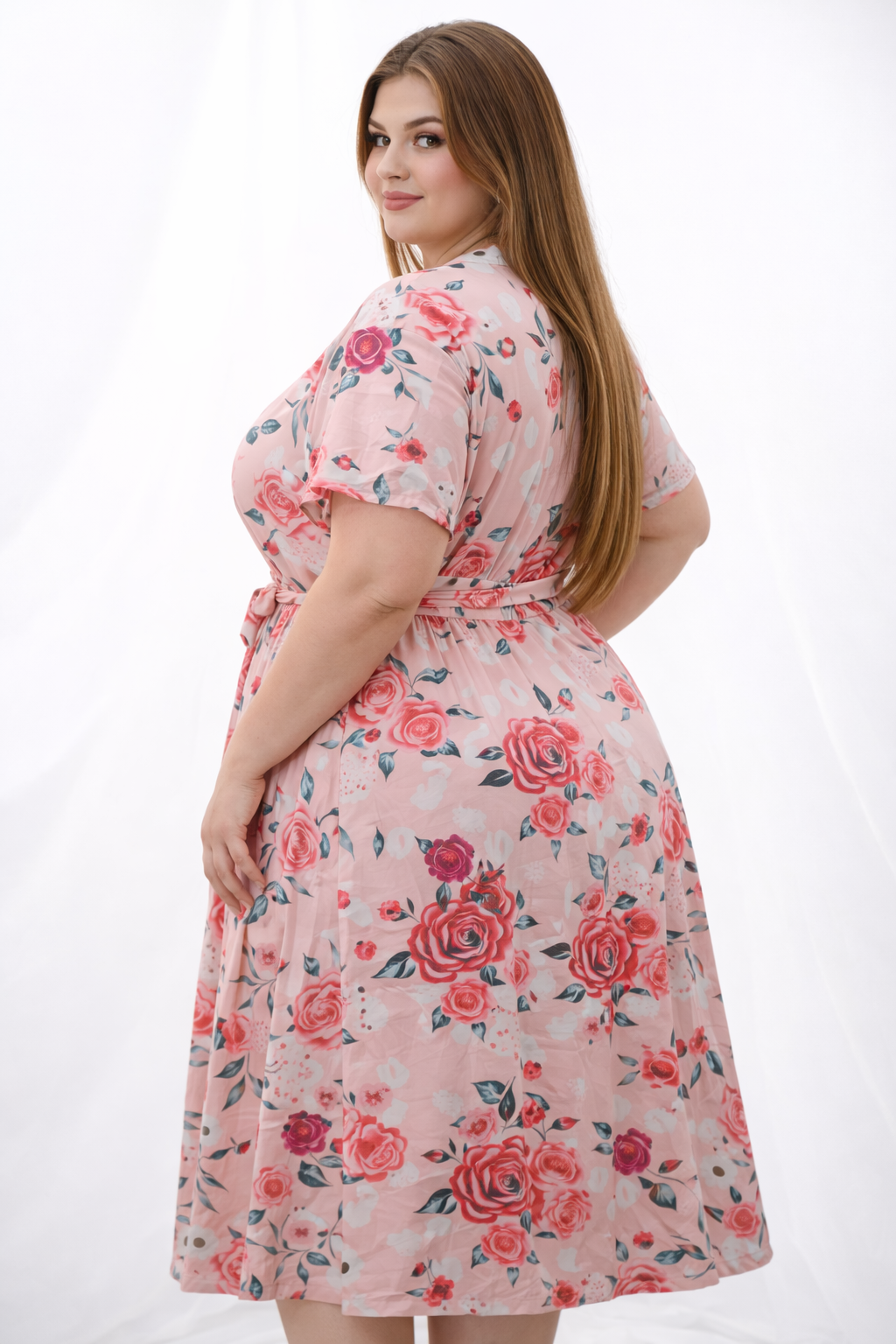 Vestido floral elegante rosa