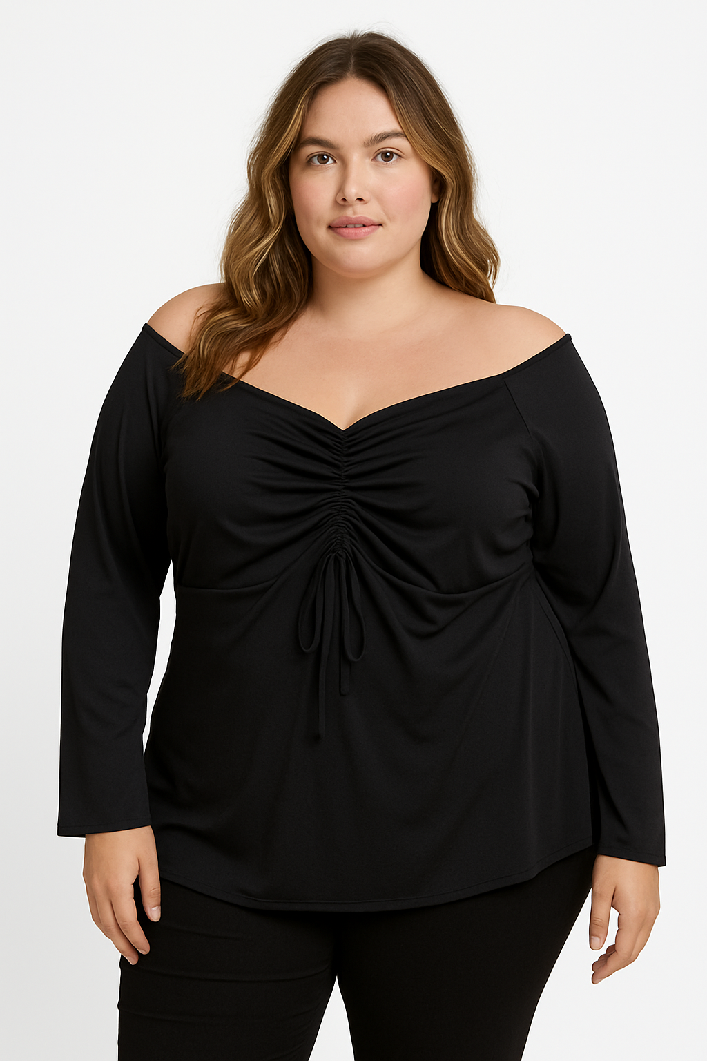 Blusa negra cuello descubierto