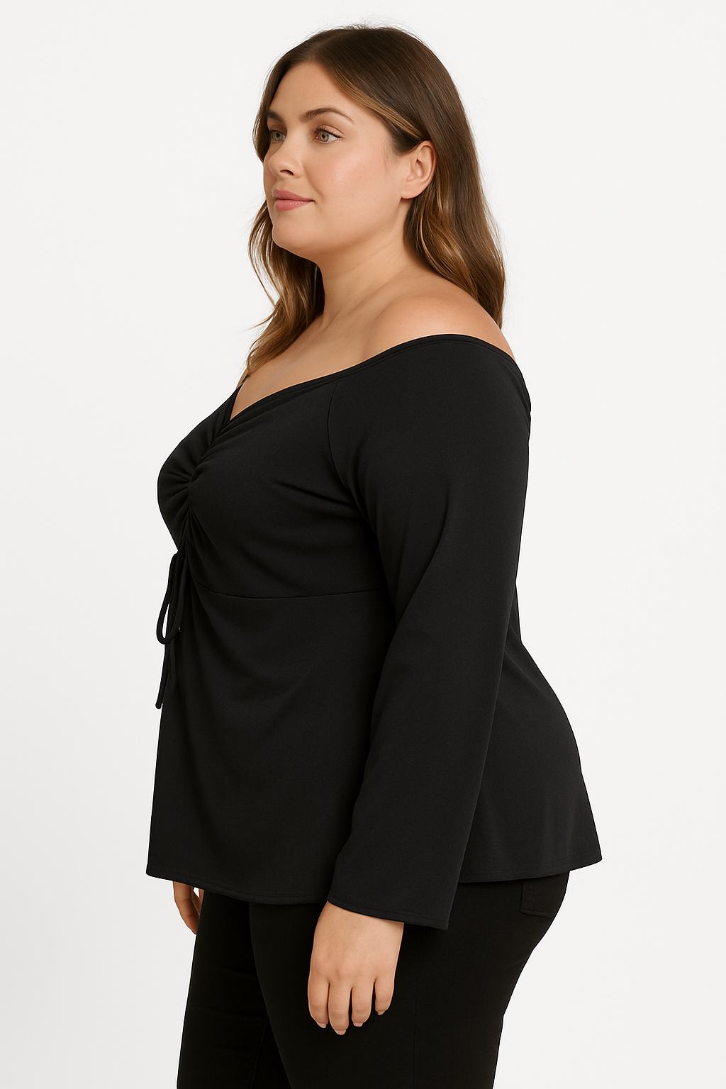 Blusa negra cuello descubierto