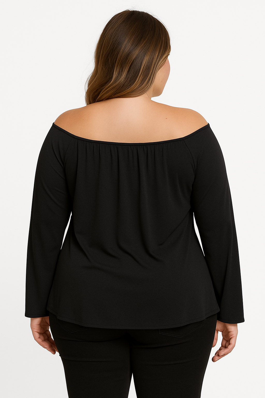 Blusa negra cuello descubierto
