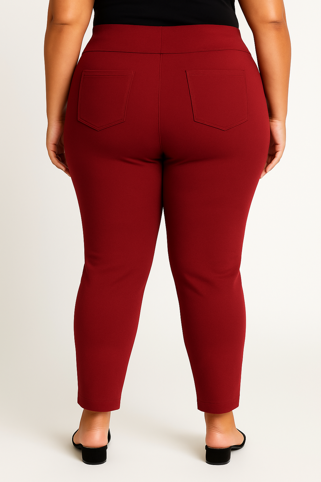 Pantalon burdeos elastico