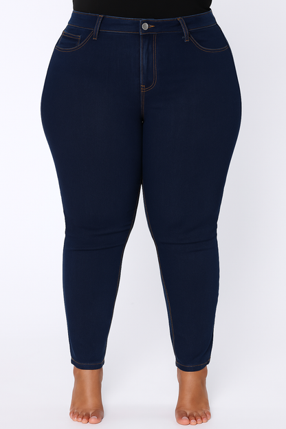 Jeans elásticos ajustados de tiro alto