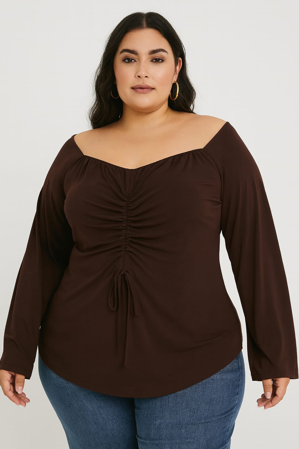 Blusa marrón cuello descubierto