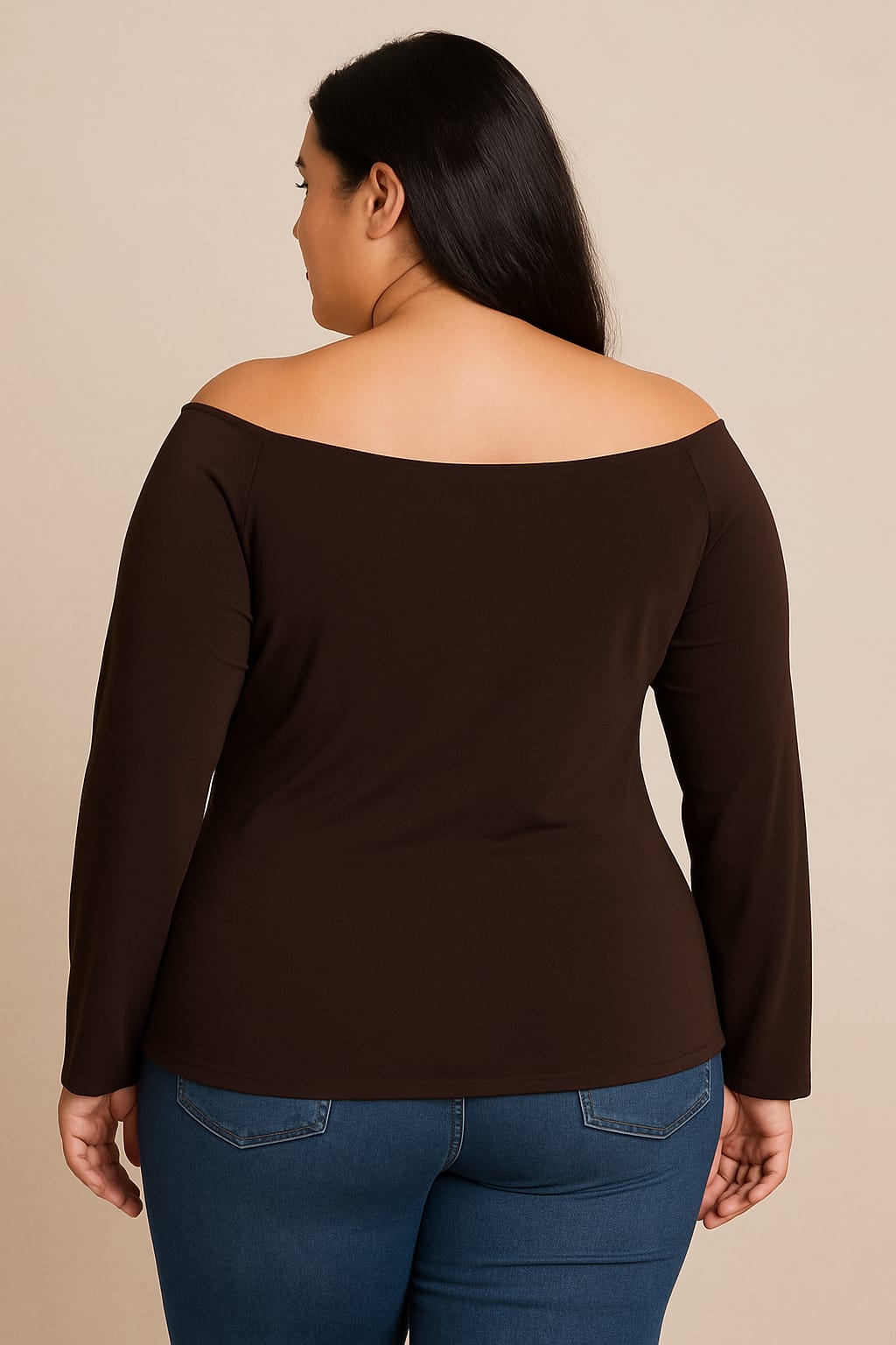 Blusa marrón cuello descubierto