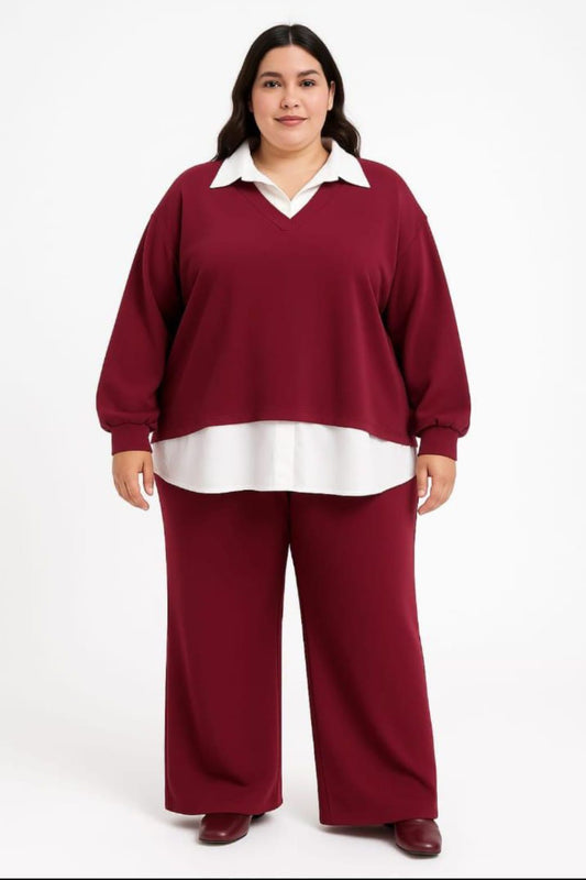 Conjunto dos piezas burdeos