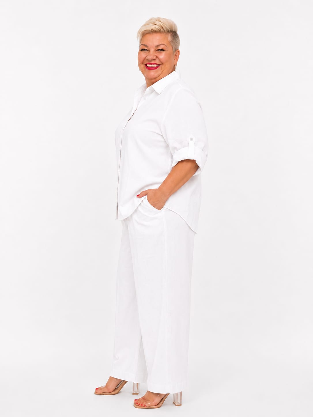 Conjunto de 2 Piezas Plus Size Blanco