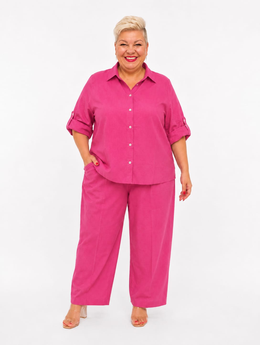 Conjunto de 2 Piezas Plus Size Fucsia