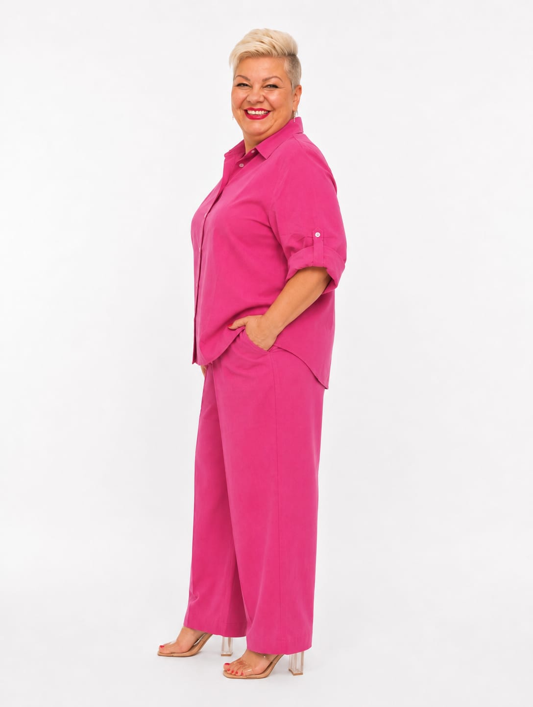 Conjunto de 2 Piezas Plus Size Fucsia