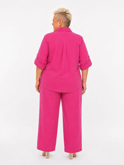 Conjunto de 2 Piezas Plus Size Fucsia