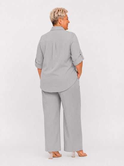 Conjunto de 2 Piezas Plus Size Gris Claro