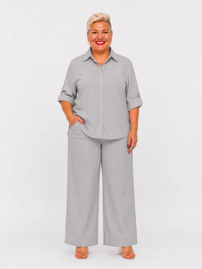 Conjunto de 2 Piezas Plus Size Gris Claro