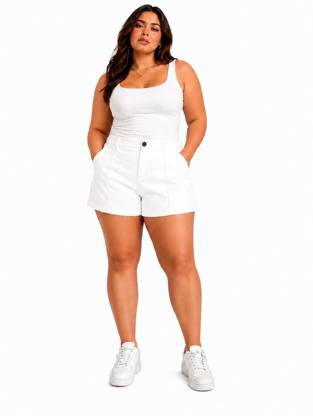 Pantalón Corto de Tiro Alto Blanco