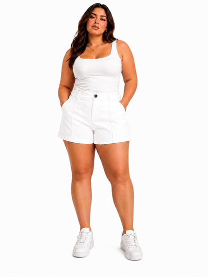 Pantalón Corto de Tiro Alto Blanco