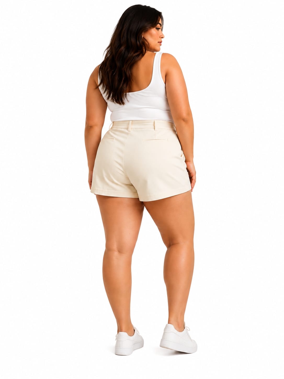 Pantalón Corto de Tiro Alto Crema