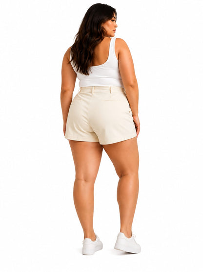 Pantalón Corto de Tiro Alto Crema