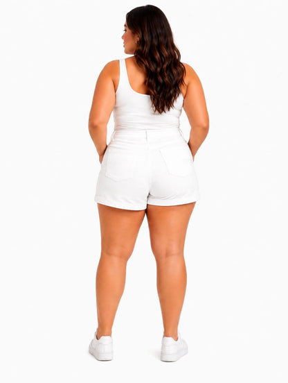 Pantalón Corto de Tiro Alto Blanco