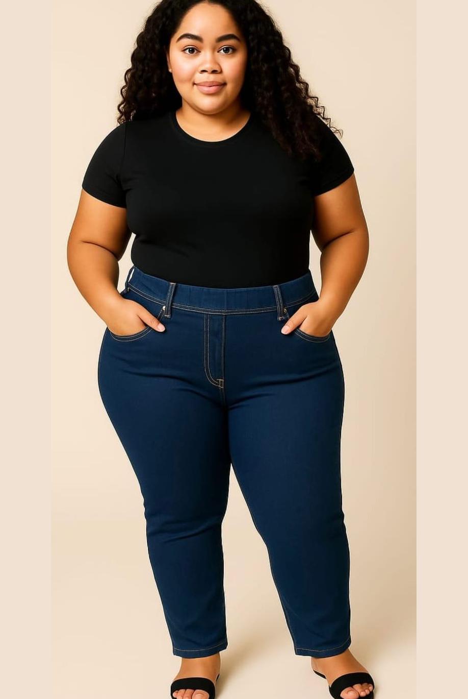 Jeans elásticos ajustados de tiro alto