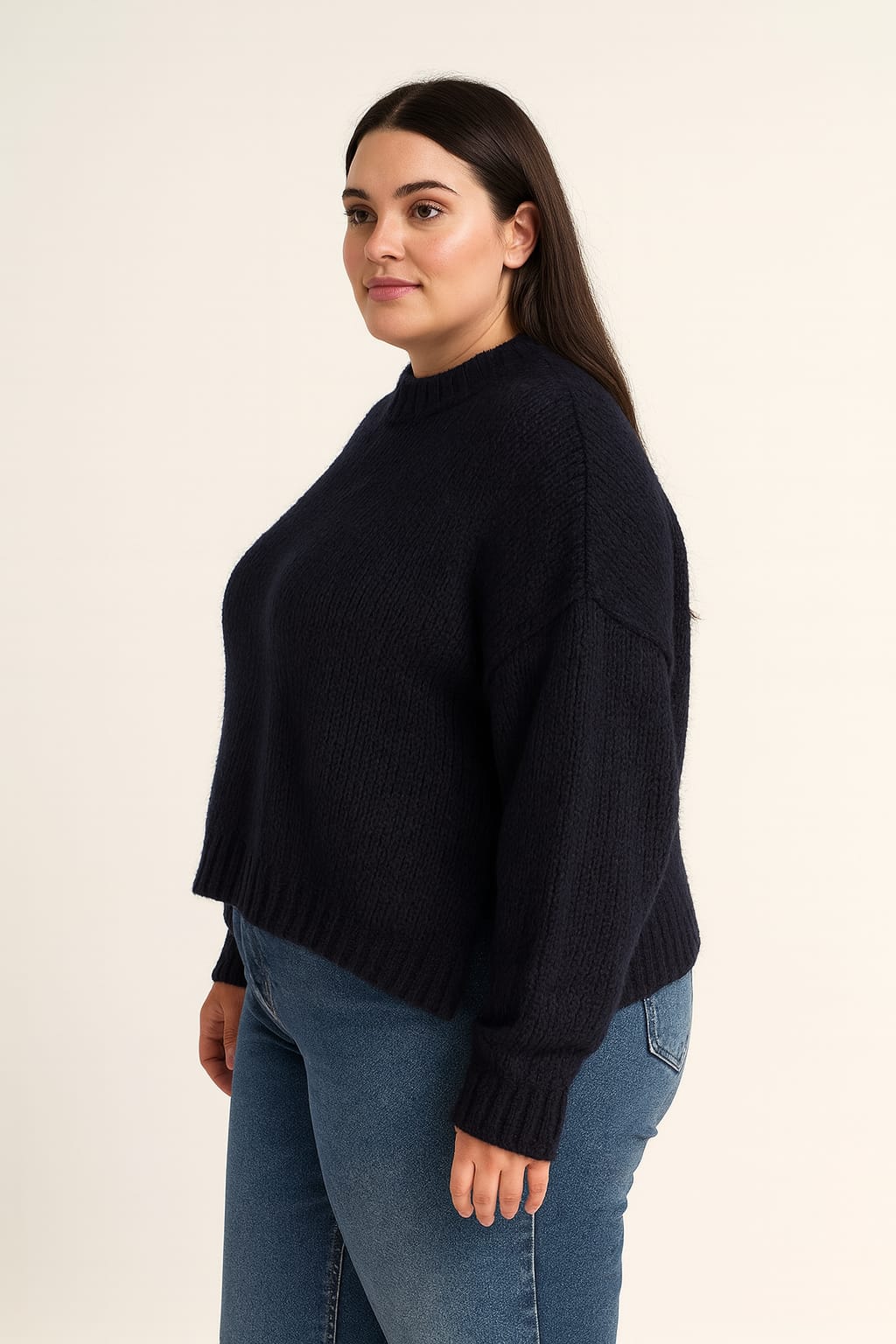 Jersey de punto azul marino